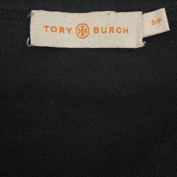 Tory Burch Simone Black Long Sleeve Button Front Cotton Cardigan size S - Picture 6 of 10